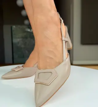 Pantofi dama cu toc Komina Bej imagine