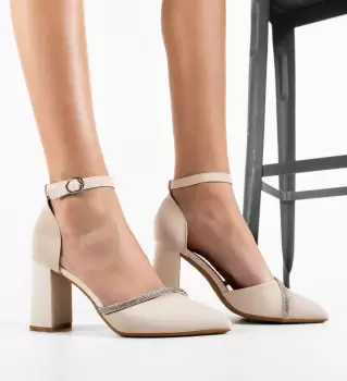 Pantofi dama Dem Bej 3 imagine