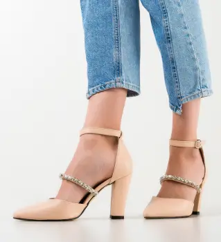 Pantofi dama Indian Bej 2 imagine