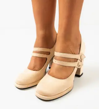 Pantofi dama Vintage Bej 2 imagine