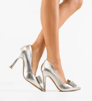 Pantofi stiletto dama Bradle Argintii imagine