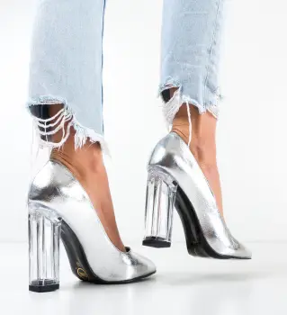 Pantofi Uflet Argintii imagine