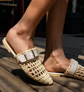 Papuci dama Beachy Bej 2 imagine