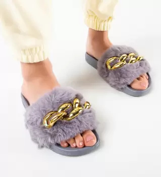 Papuci Dama Chain Gri imagine