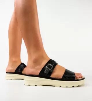 Papuci dama Flavas Negre imagine