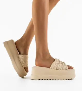 Papuci dama Lenomo Bej imagine