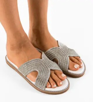 Papuci dama Meiem Argintii imagine