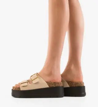 Papuci dama Olive Bej imagine