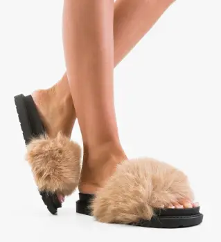 Papuci dama Puffu Khaki imagine