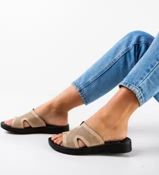 Papuci dama Sagafa Bej imagine