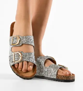 Papuci dama Shelly Argintii imagine