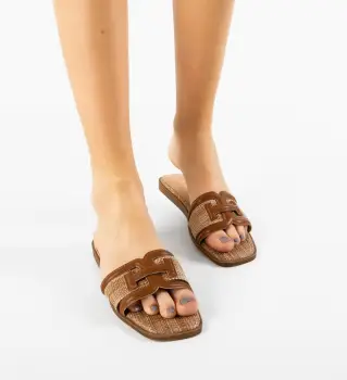 Papuci dama Stomp Camel imagine