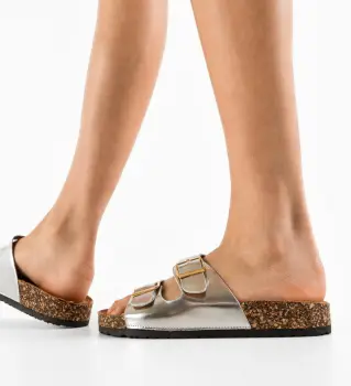 Papuci dama Tankui Argintii imagine