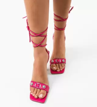 Sandale cu toc Adriano Fuchsia imagine