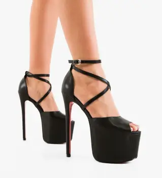 Sandale cu toc Akatosh Negre 2 imagine