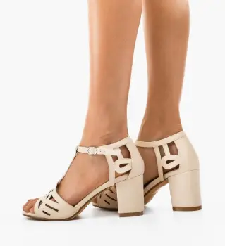 Sandale cu toc Akja Bej imagine