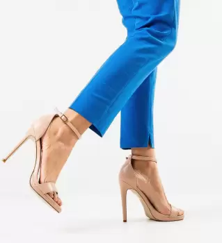 Sandale cu toc Akou Bej imagine