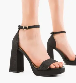 Sandale cu toc Aryan Negre imagine