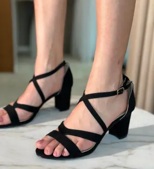 Sandale cu toc Ayomide Negre imagine