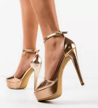 Sandale cu toc Berta Roze imagine