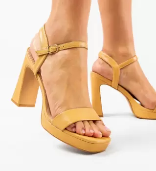 Sandale cu toc Blythe Camel imagine