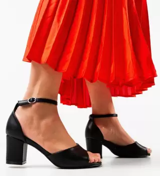 Sandale cu toc Bride Negre 2 imagine