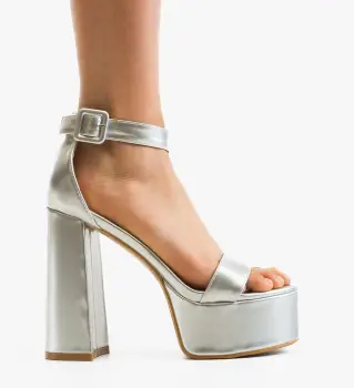 Sandale cu toc Butts Argintii imagine