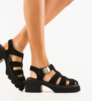 Sandale cu toc Carisi Negre 2 imagine