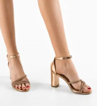 Sandale cu toc Chariss Aurii imagine