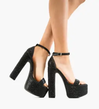 Sandale cu toc Courser Negre imagine