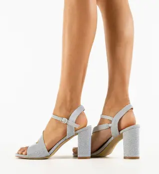 Sandale cu toc Dawa Argintii imagine