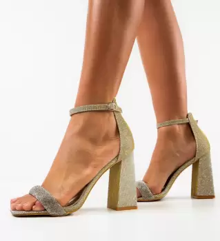 Sandale cu toc Eligia Aurii 2 imagine