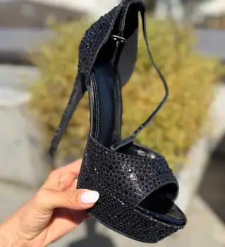 Sandale cu toc Ellaria Negre imagine