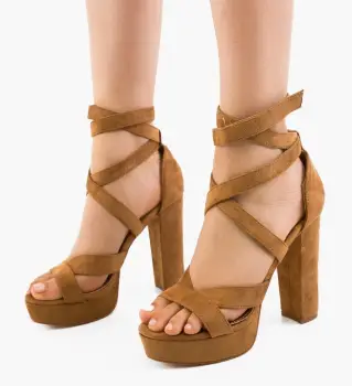 Sandale cu toc Fihe Camel imagine
