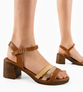 Sandale cu toc Fiore Camel imagine