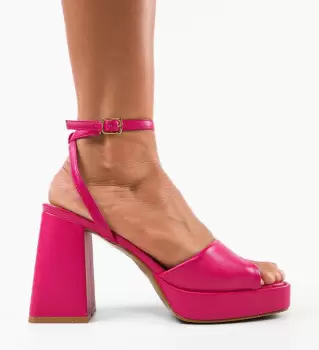 Sandale cu toc Flaviana Fuchsia imagine