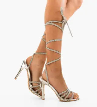 Sandale cu toc Flemi Argintii imagine