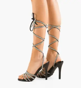 Sandale cu toc Flemi Negre imagine