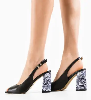 Sandale cu toc Flogre Negre imagine