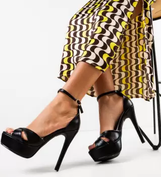 Sandale cu toc Foja Negre imagine