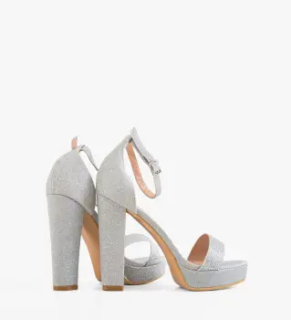 Sandale cu toc Hasna Argintii imagine