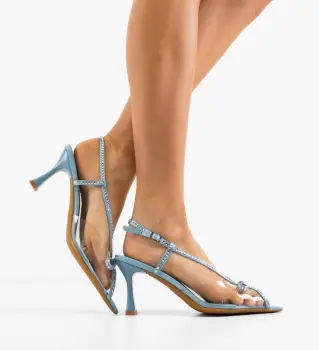 Sandale cu toc Hayde Albastre imagine