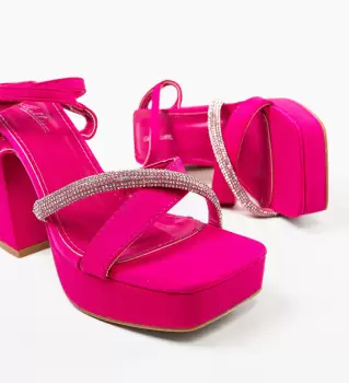 Sandale cu toc Jakki Fuchsia imagine