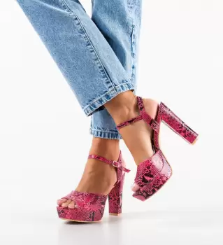 Sandale cu toc Joff Fuchsia imagine