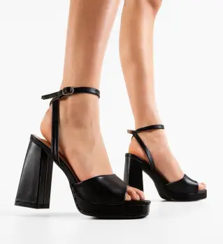 Sandale cu toc Johnna Negre imagine