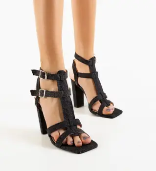 Sandale cu toc Joy Negre imagine