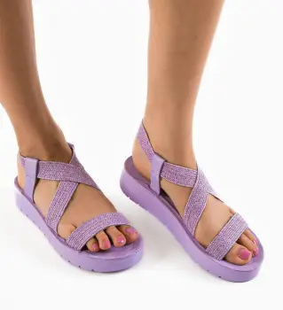 Sandale cu toc Kanza Mov imagine