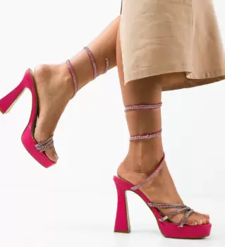 Sandale cu toc Keane Fuchsia imagine