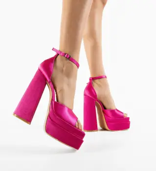 Sandale cu toc Laverne Fuchsia imagine