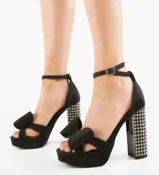 Sandale cu toc Lenna Negre imagine